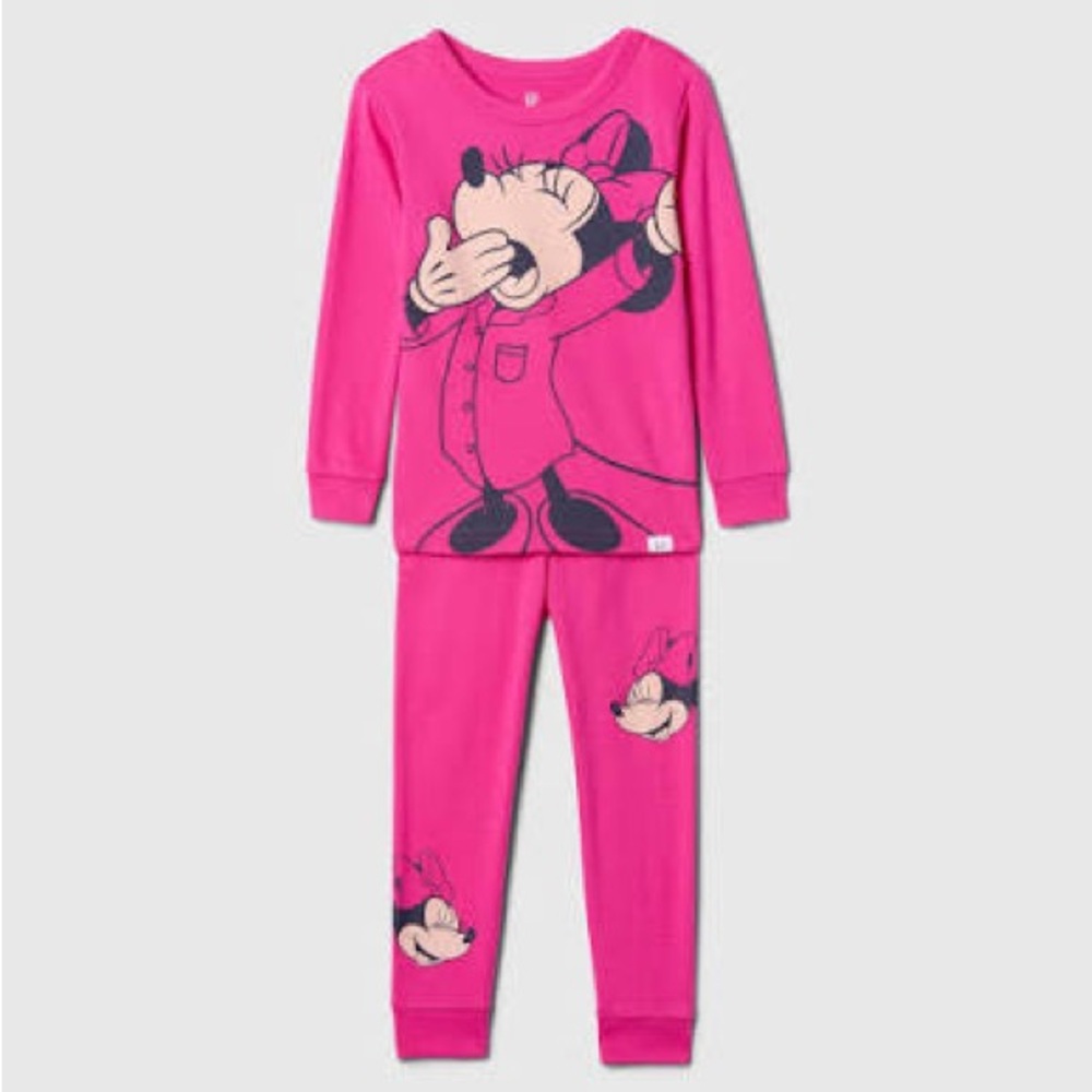Gap × Disney Baby Organic Brushed Cotton Sleepy Yawning Minnie Pajama Set Sz 6